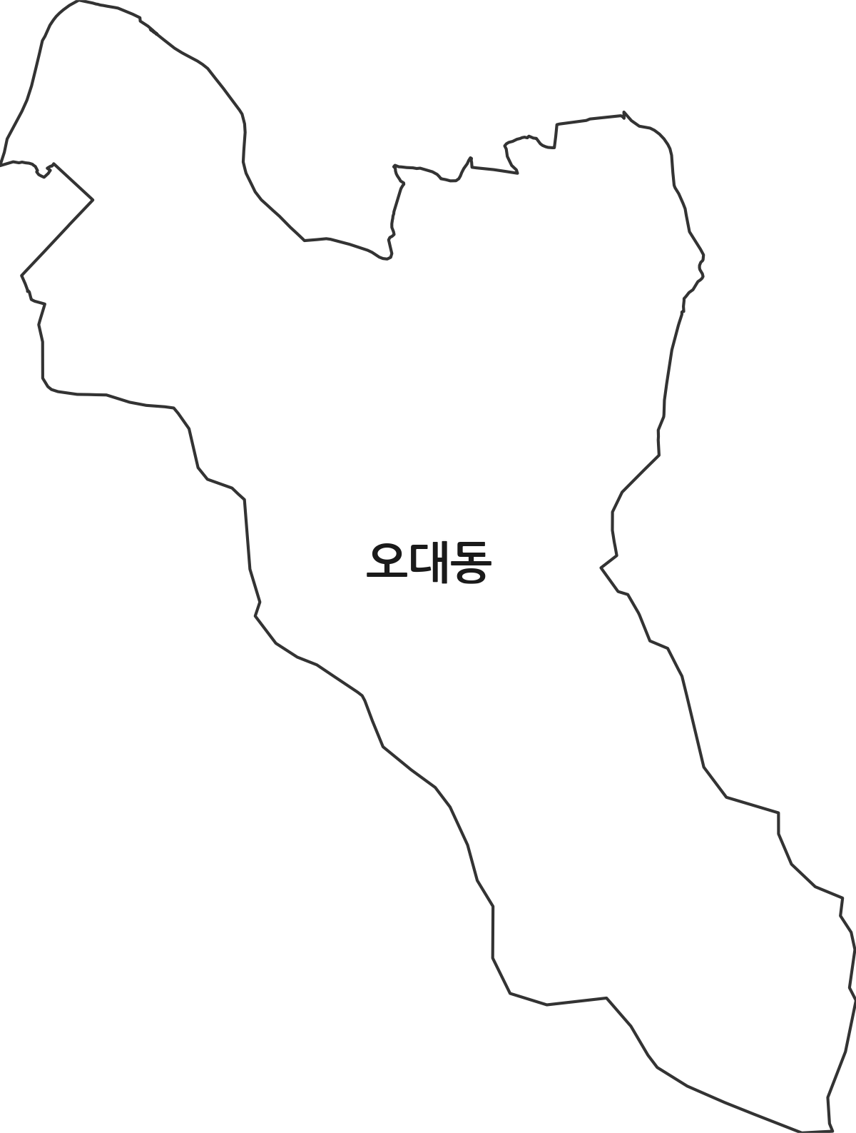 경상북도 상주시 오대동 법정동 행정구역 경계 지도