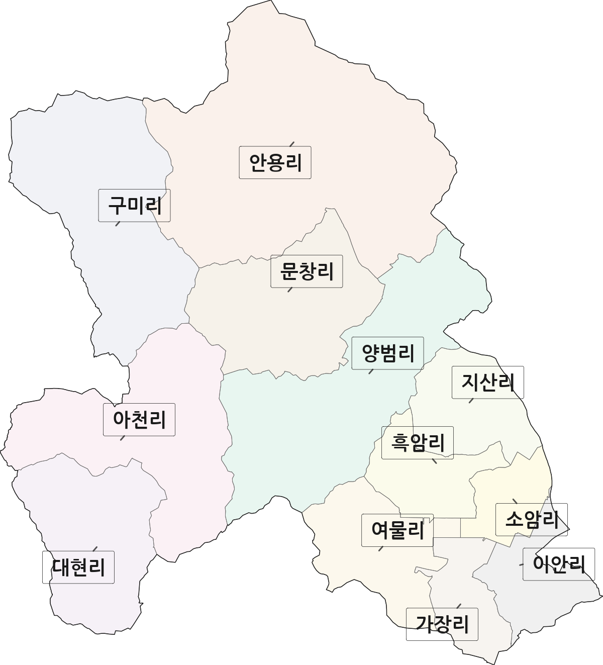 경상북도 상주시 이안면 법정동 리 구분 행정구역 경계 지도