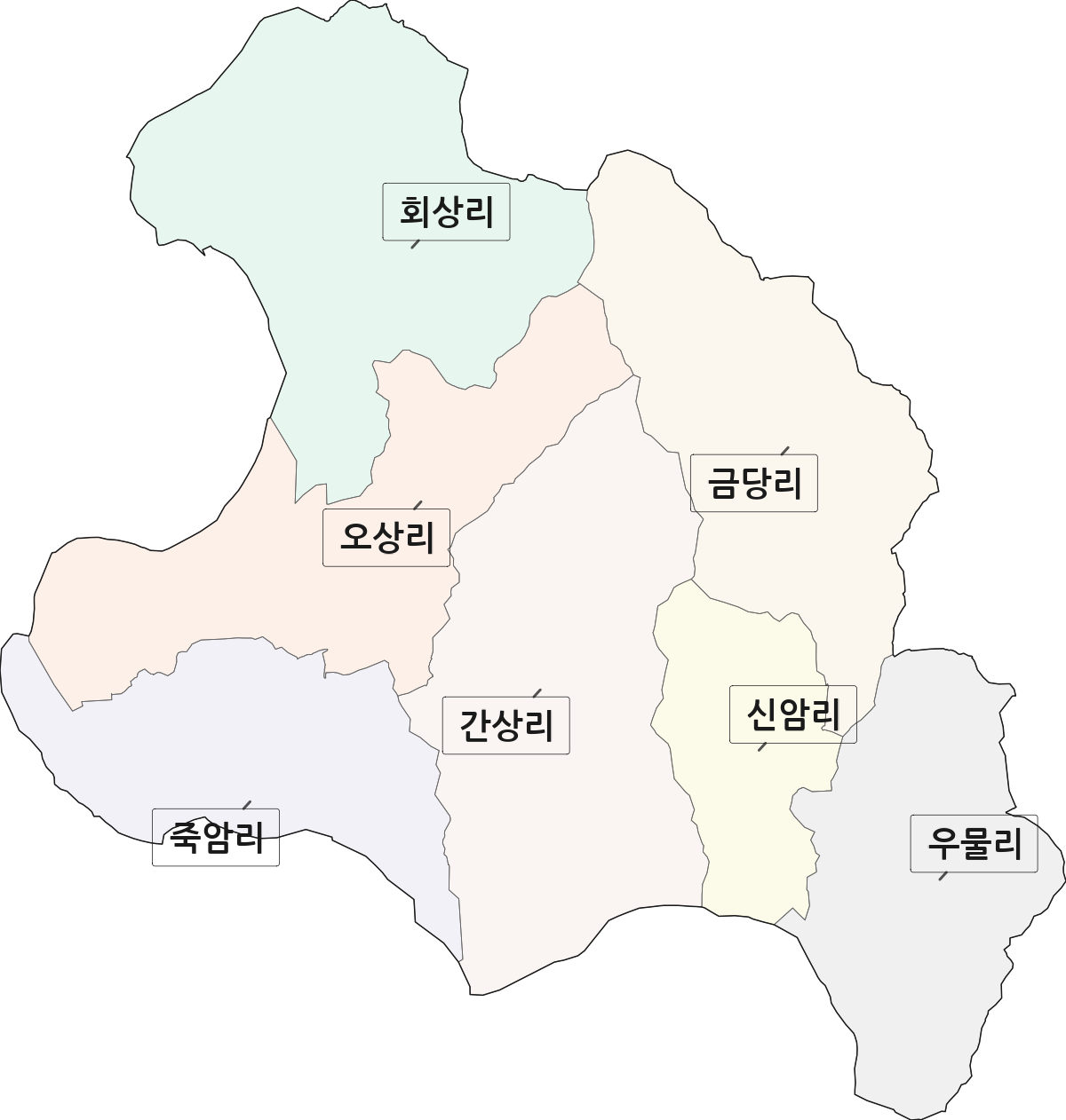 경상북도 상주시 중동면 법정동 리 구분 행정구역 경계 지도