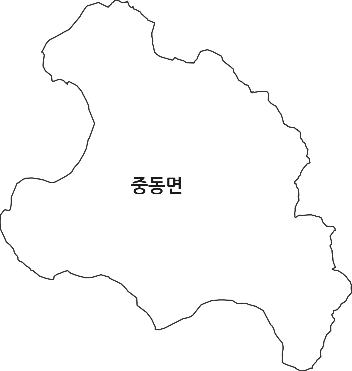 경상북도 상주시 중동면 법정동 행정구역 경계 지도