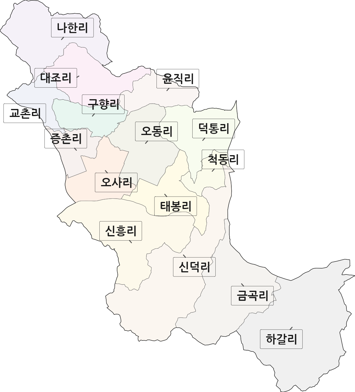 경상북도 상주시 함창읍 법정동 리 구분 행정구역 경계 지도