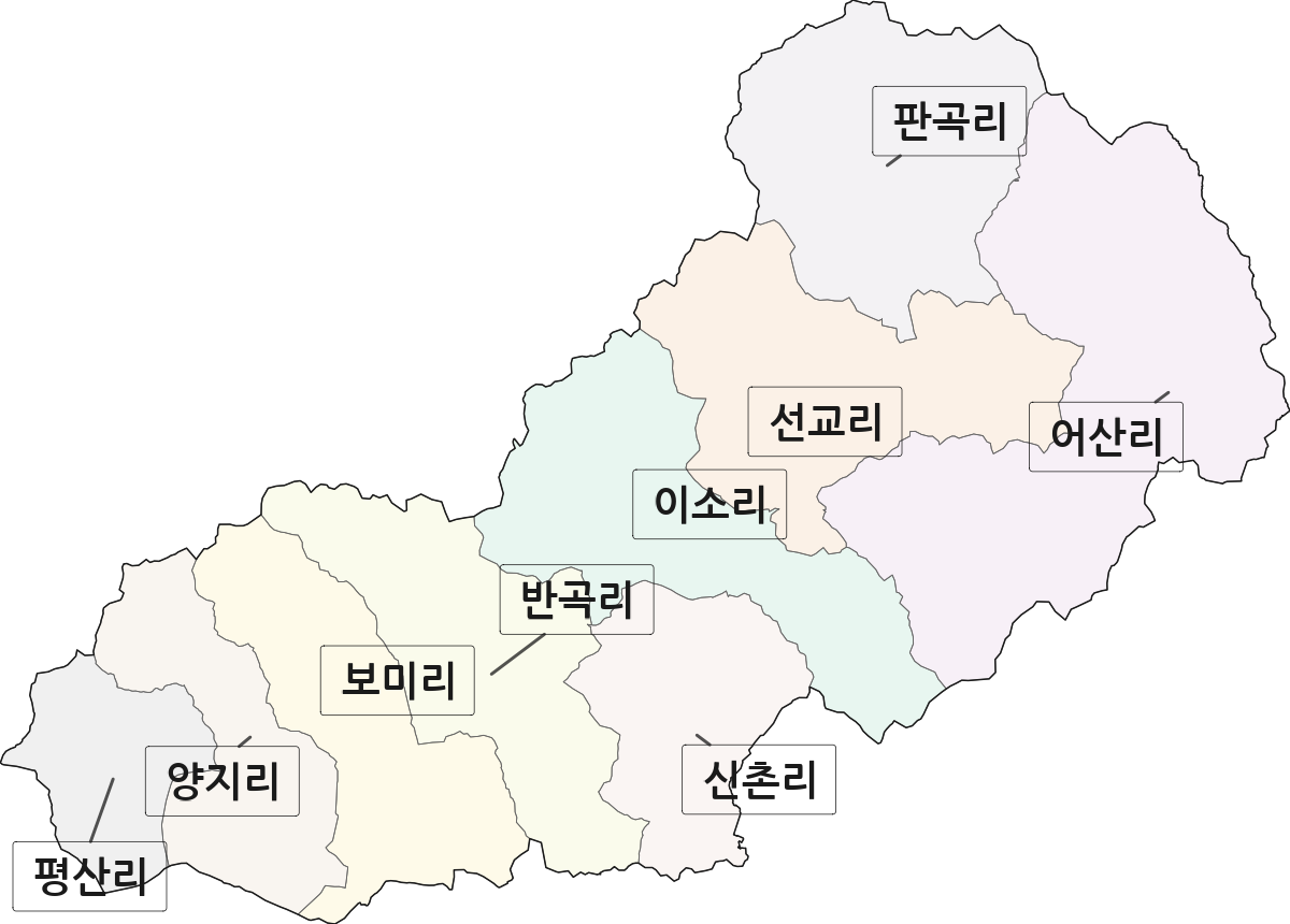 경상북도 상주시 화동면 법정동 리 구분 행정구역 경계 지도