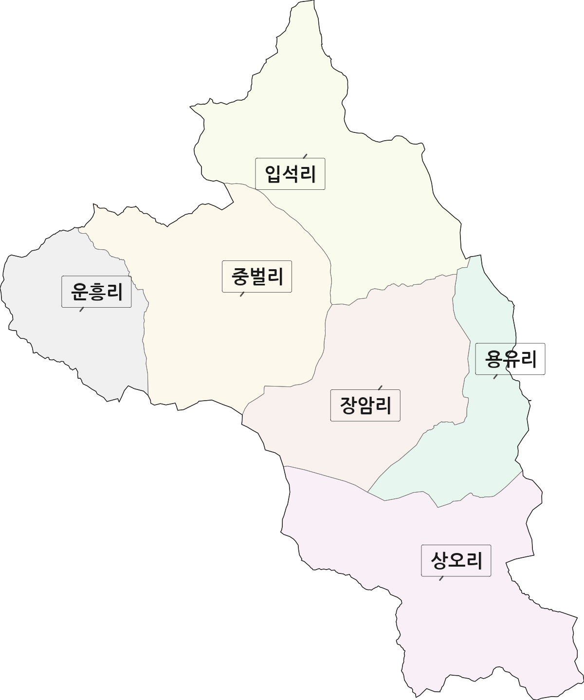 경상북도 상주시 화북면 법정동 리 구분 행정구역 경계 지도