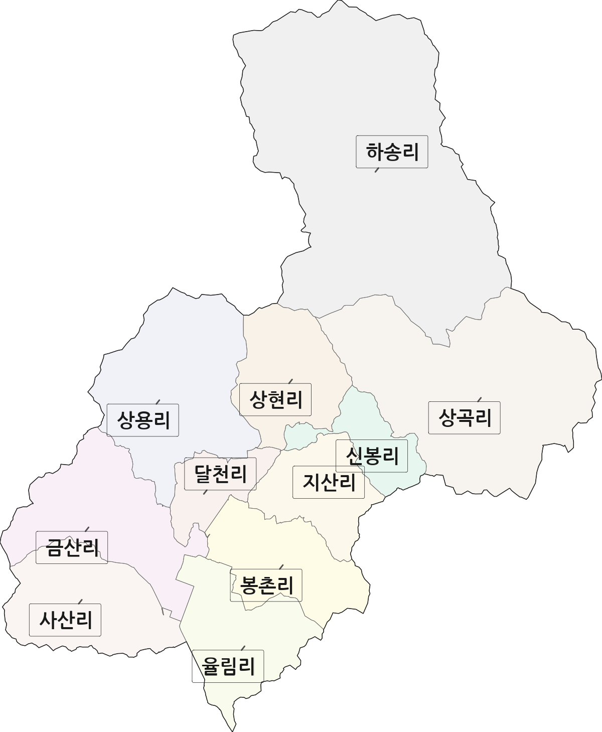 경상북도 상주시 화서면 법정동 리 구분 행정구역 경계 지도