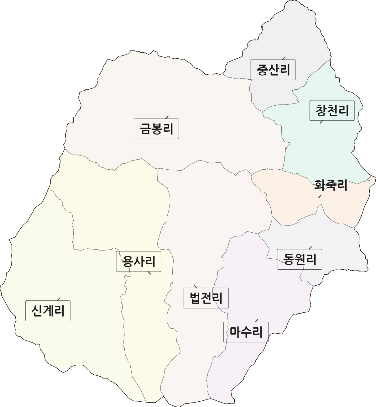 경상북도 성주군 가천면 법정동 리 구분 행정구역 경계 지도