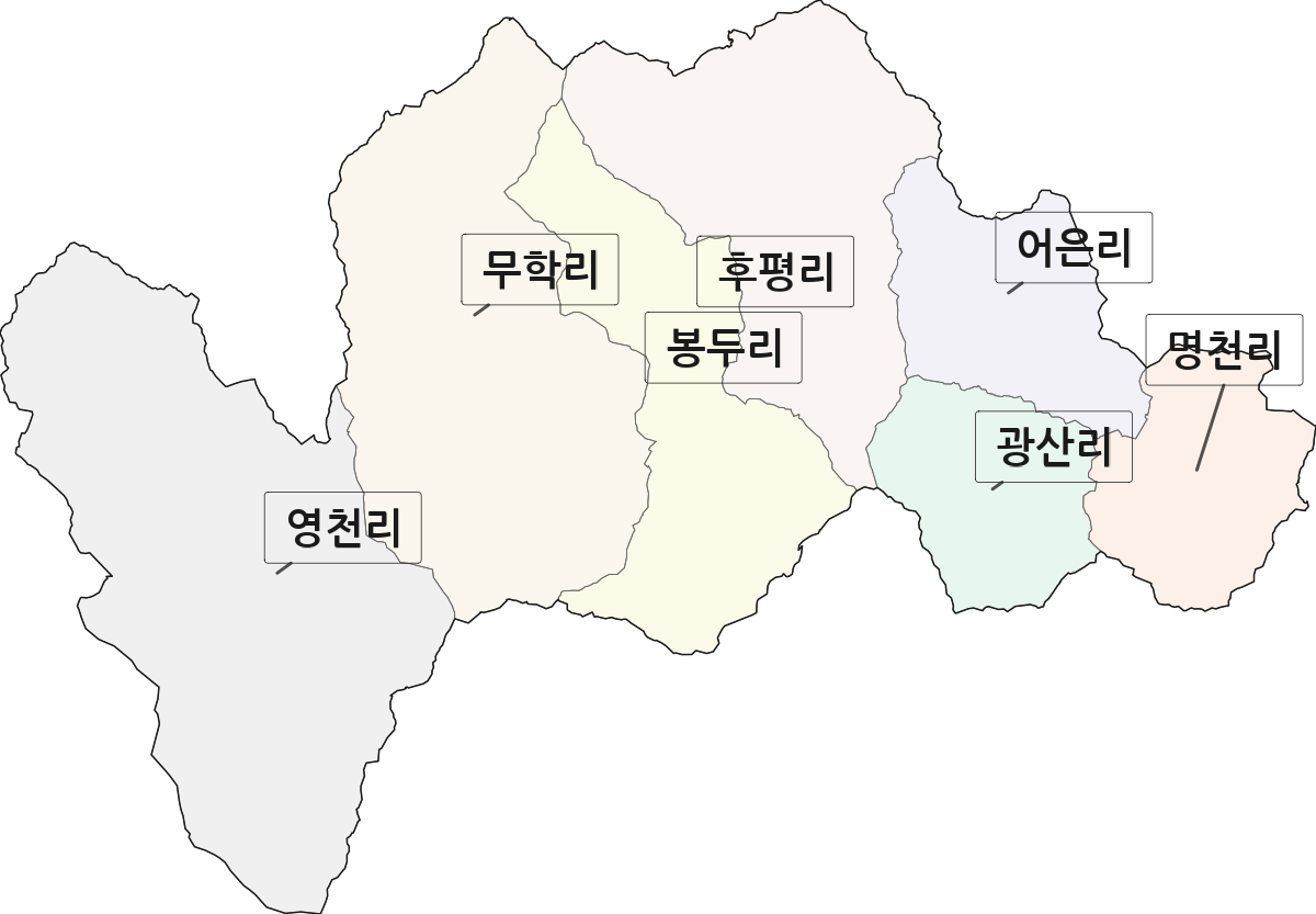경상북도 성주군 금수강산면 법정동 리 구분 행정구역 경계 지도
