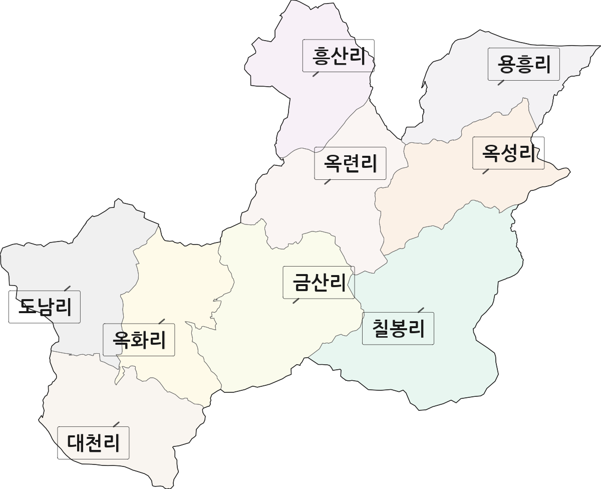 경상북도 성주군 대가면 법정동 리 구분 행정구역 경계 지도