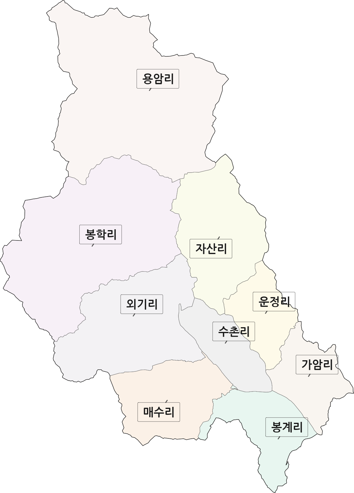 경상북도 성주군 벽진면 법정동 리 구분 행정구역 경계 지도