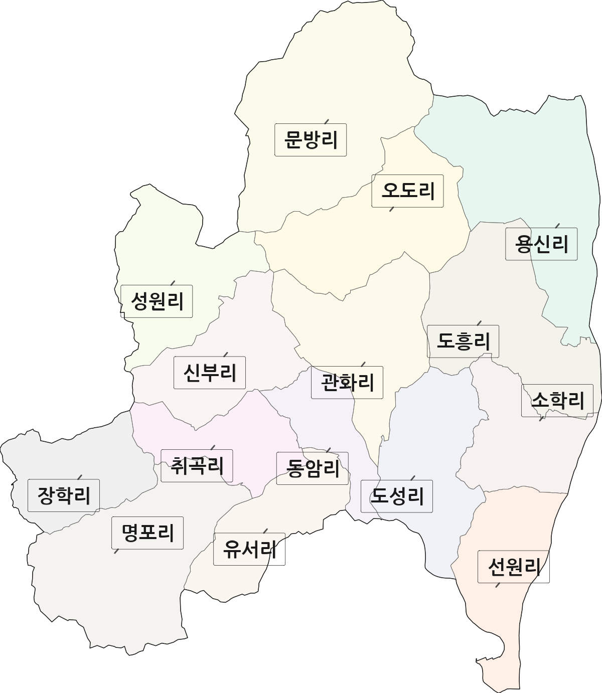 경상북도 성주군 선남면 법정동 리 구분 행정구역 경계 지도
