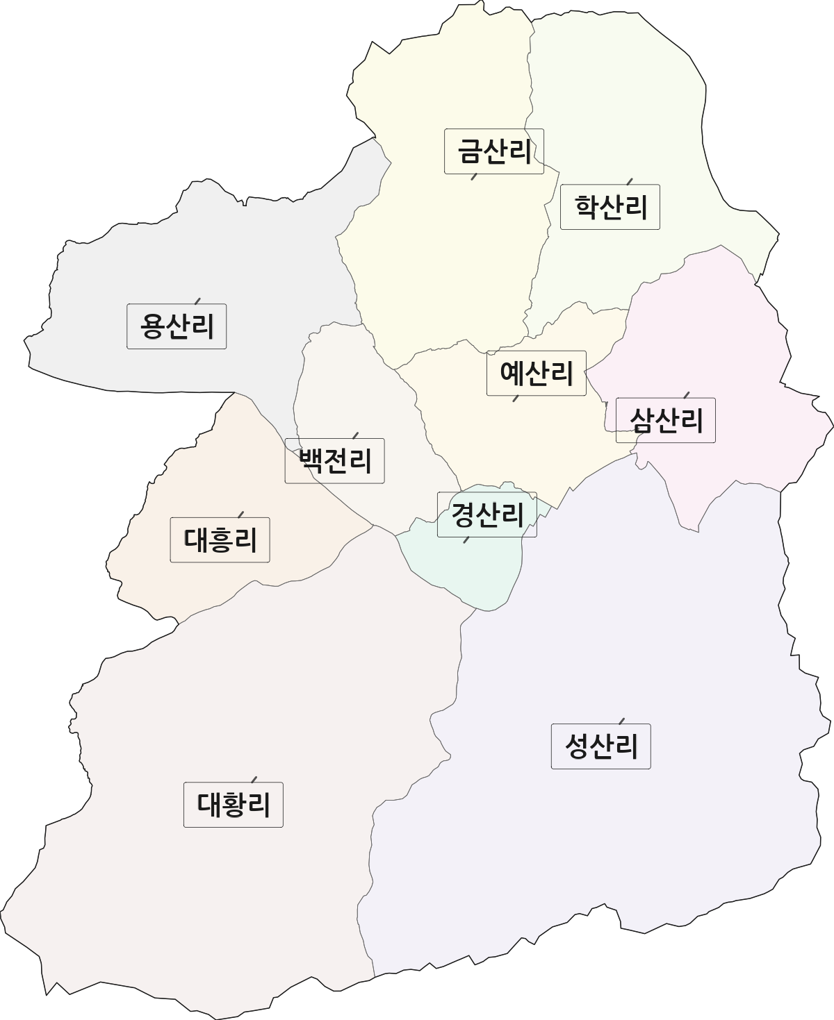 경상북도 성주군 성주읍 법정동 리 구분 행정구역 경계 지도