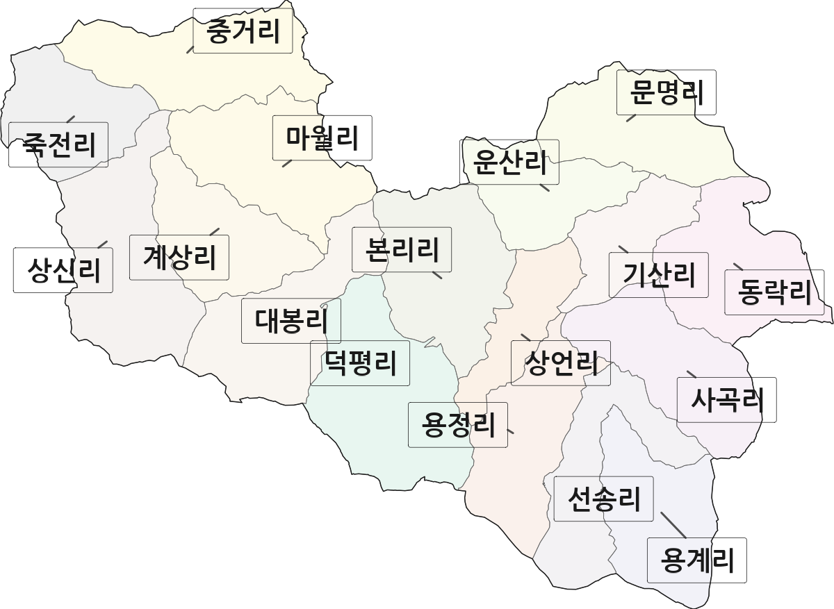 경상북도 성주군 용암면 법정동 리 구분 행정구역 경계 지도