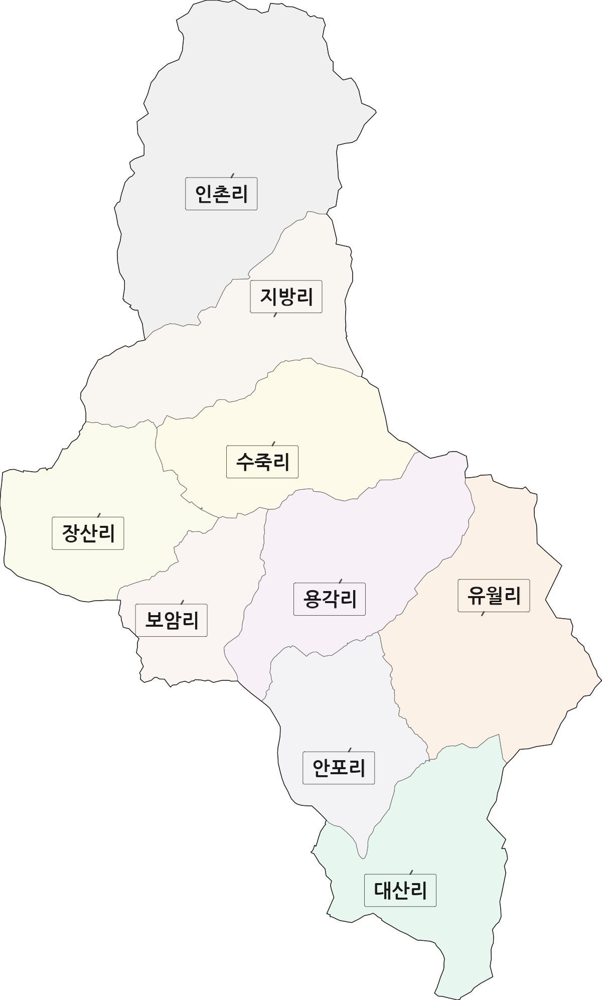 경상북도 성주군 월항면 법정동 리 구분 행정구역 경계 지도