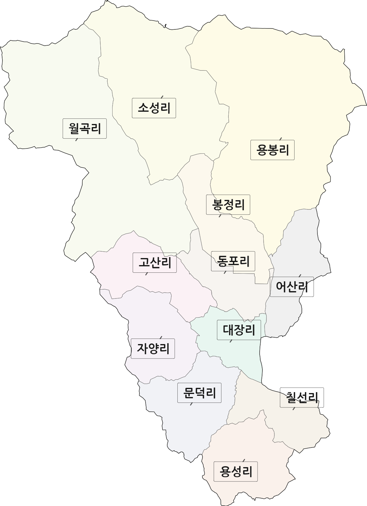 경상북도 성주군 초전면 법정동 리 구분 행정구역 경계 지도