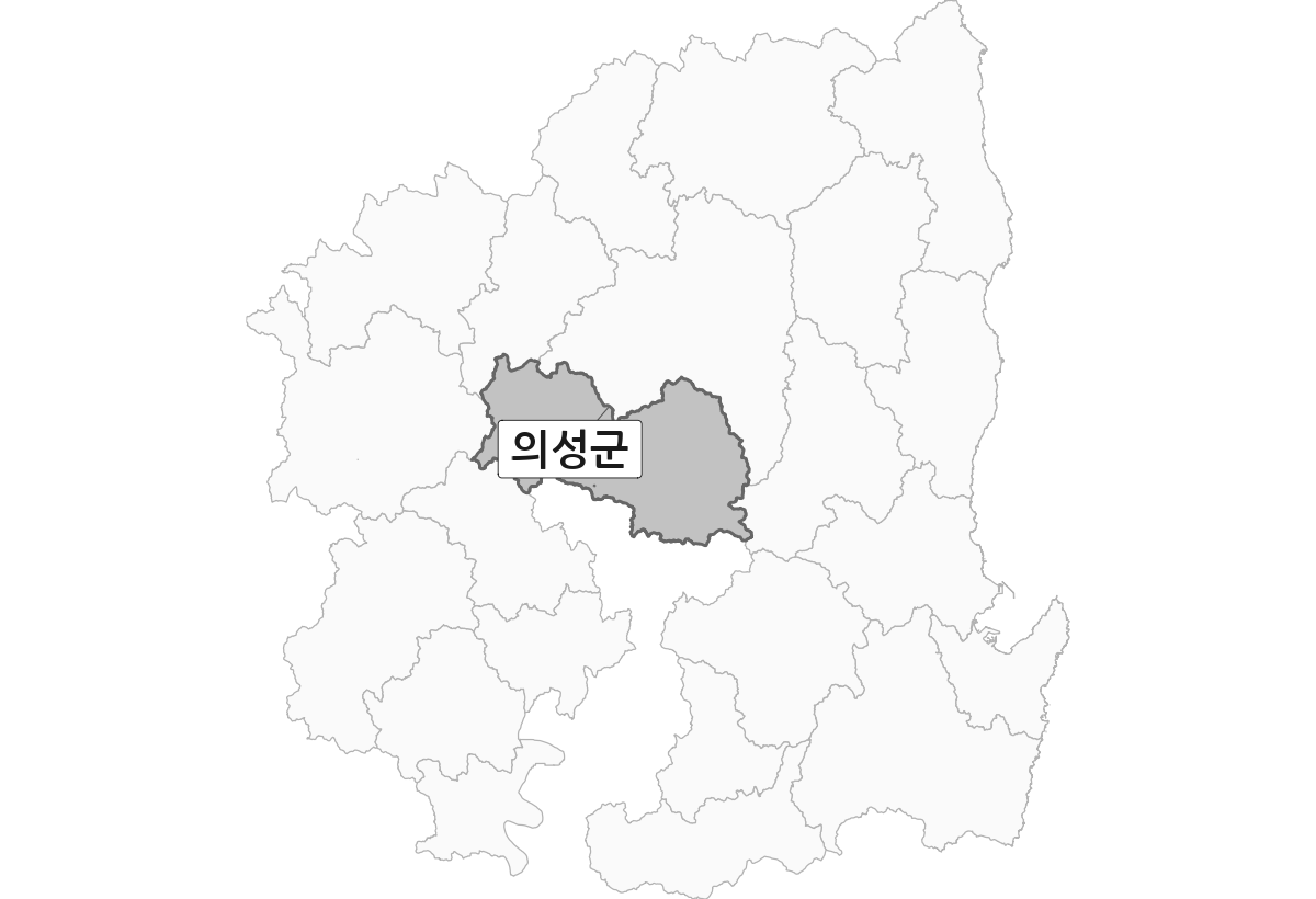 경상북도 범위 내 의성군 행정구역 경계 지도 울릉군 제외 버전