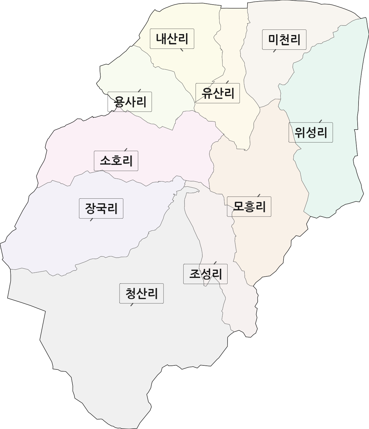 경상북도 의성군 구천면 법정동 리 구분 행정구역 경계 지도
