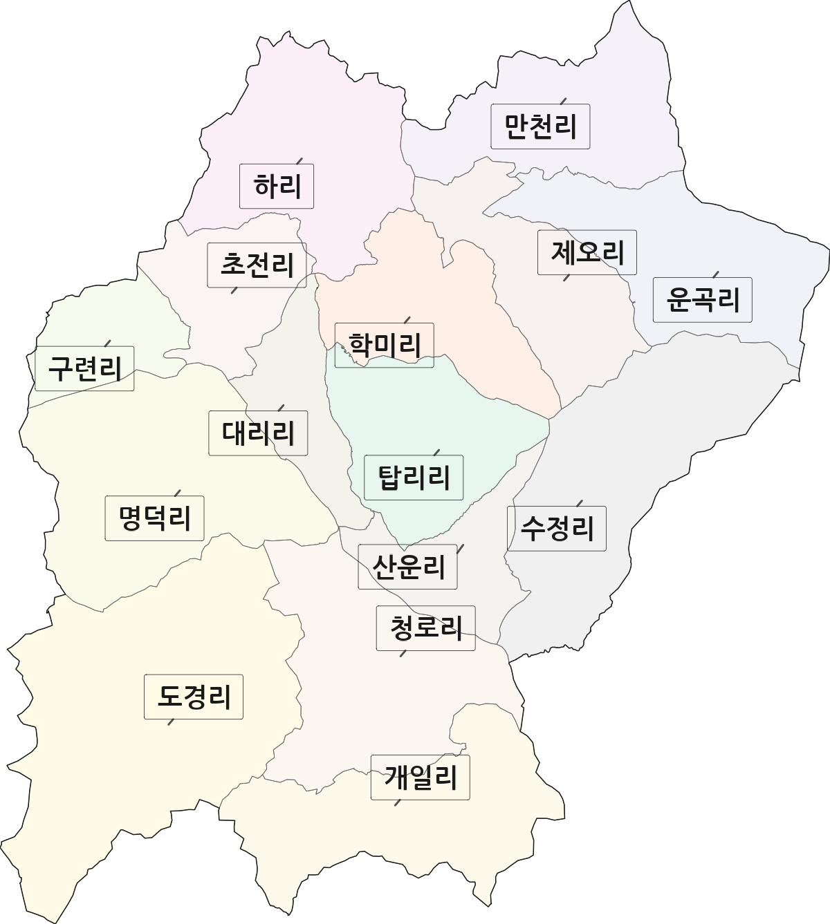 경상북도 의성군 금성면 법정동 리 구분 행정구역 경계 지도