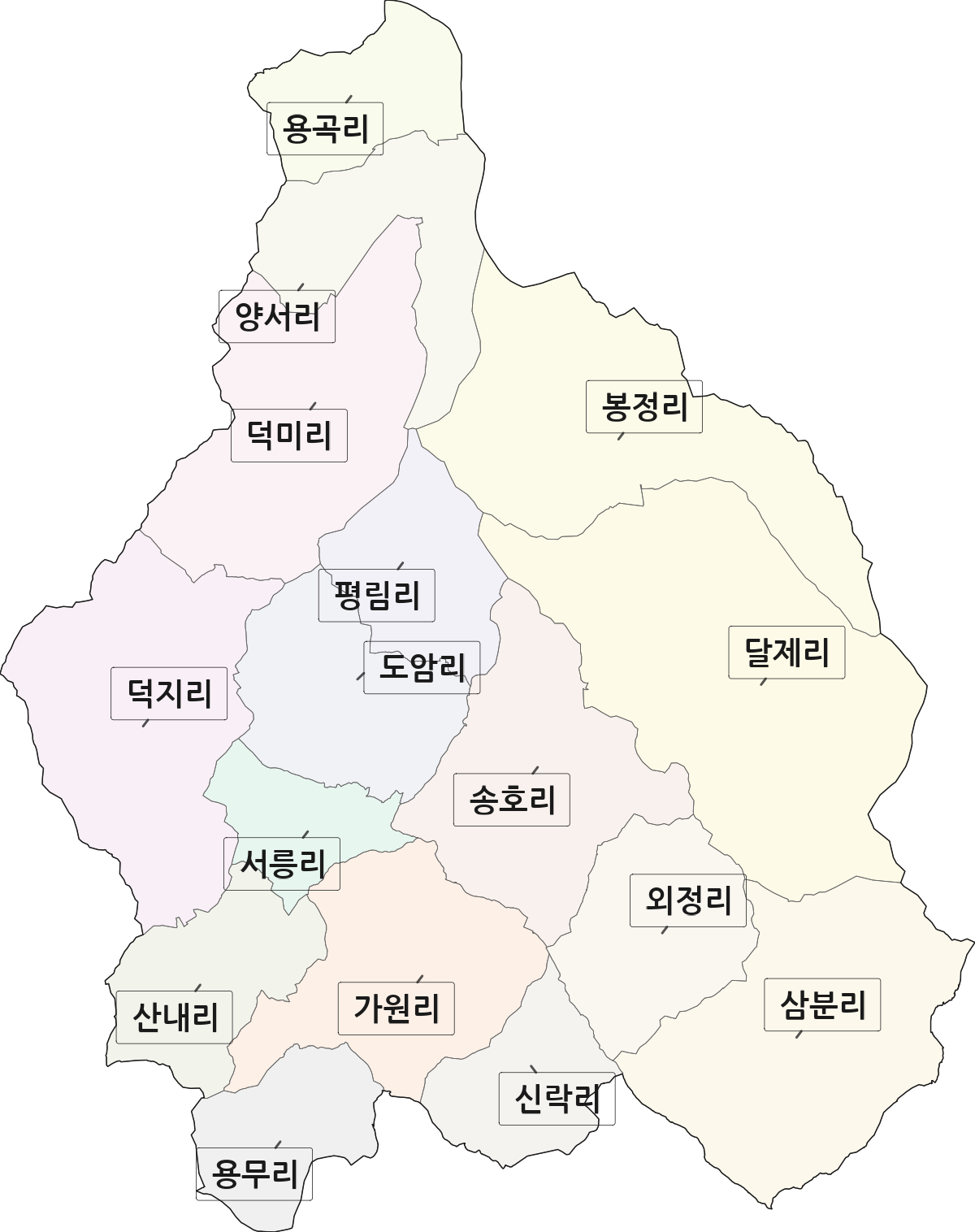 경상북도 의성군 다인면 법정동 리 구분 행정구역 경계 지도