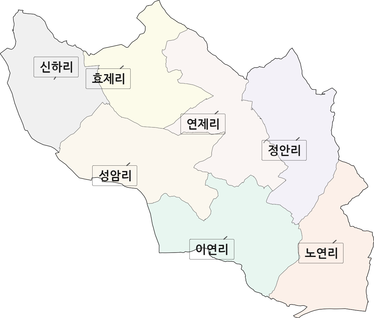 경상북도 의성군 단북면 법정동 리 구분 행정구역 경계 지도