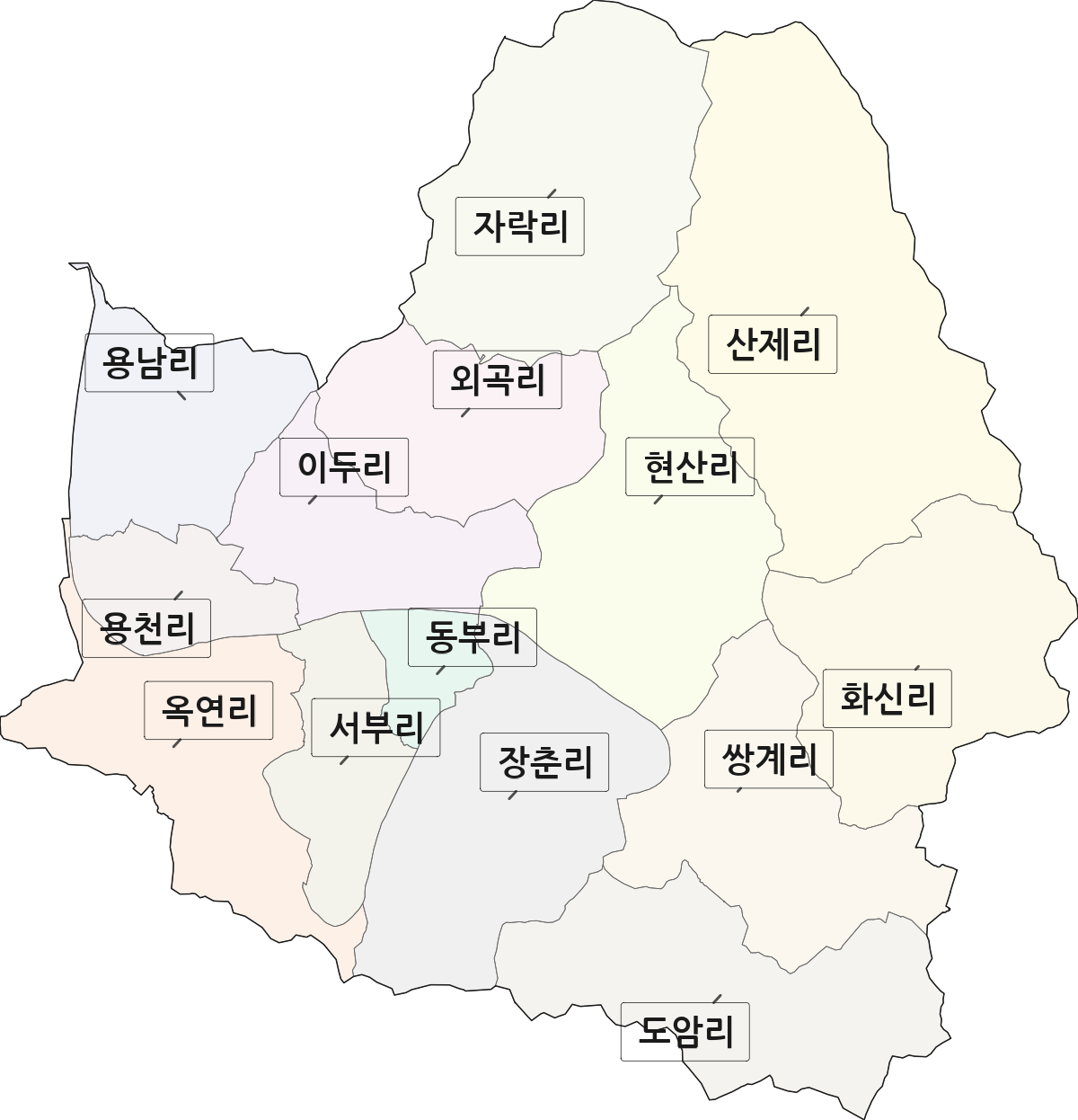 경상북도 의성군 비안면 법정동 리 구분 행정구역 경계 지도