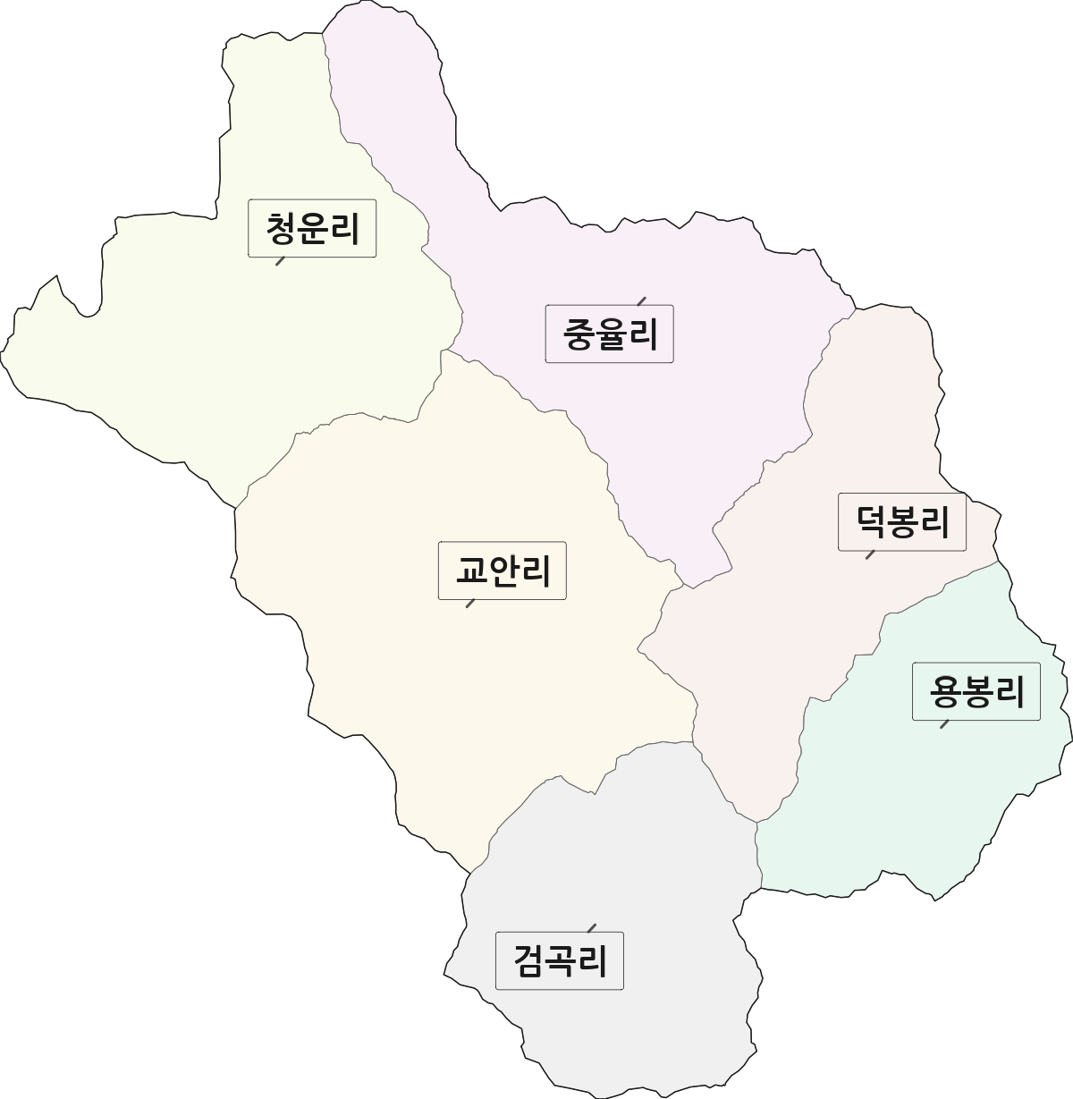 경상북도 의성군 신평면 법정동 리 구분 행정구역 경계 지도