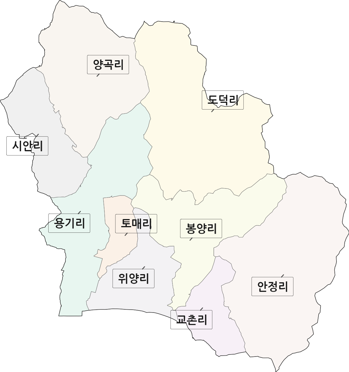 경상북도 의성군 안계면 법정동 리 구분 행정구역 경계 지도