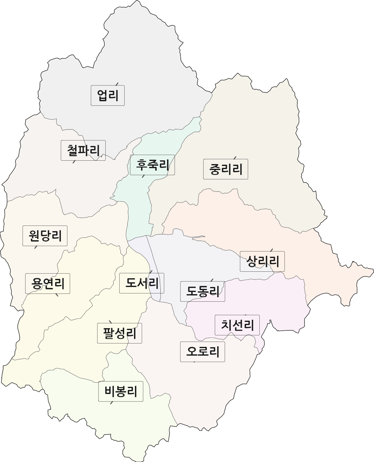 경상북도 의성군 의성읍 법정동 리 구분 행정구역 경계 지도