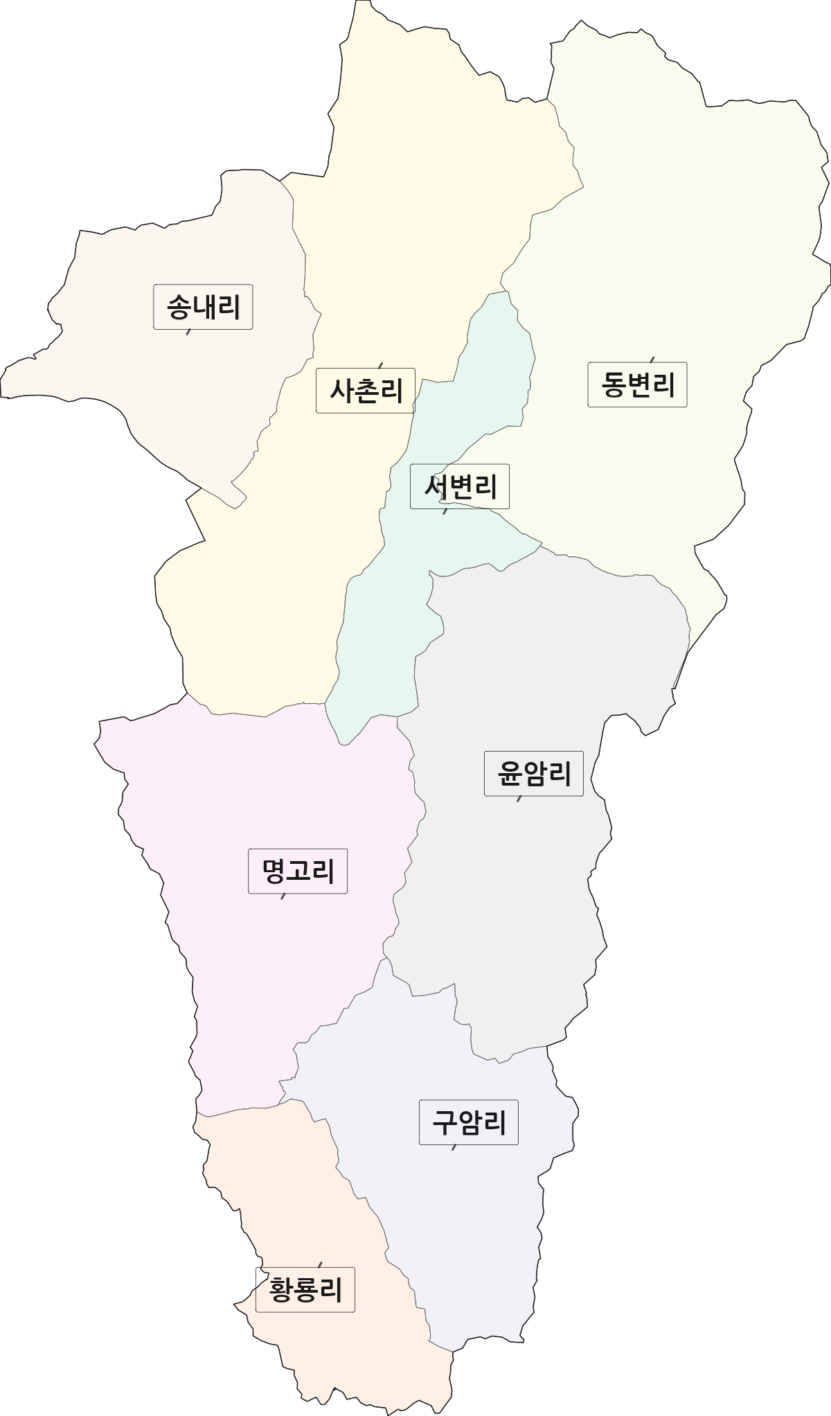 경상북도 의성군 점곡면 법정동 리 구분 행정구역 경계 지도