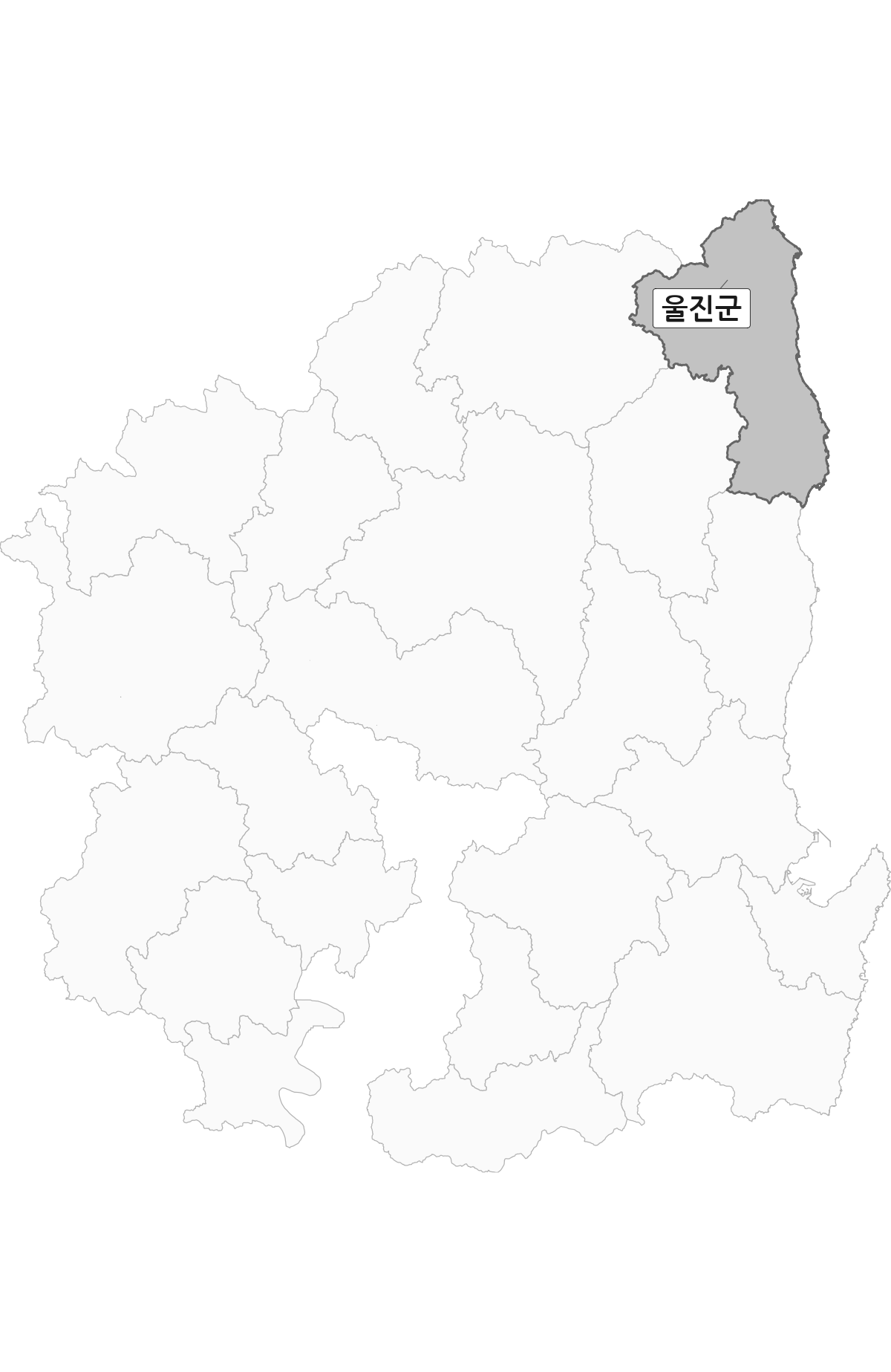 경상북도 범위 내 울진군 행정구역 경계 지도 울릉군 제외 버전