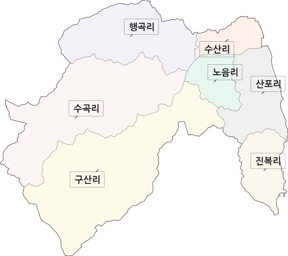 경상북도 울진군 근남면 법정동 리 구분 행정구역 경계 지도