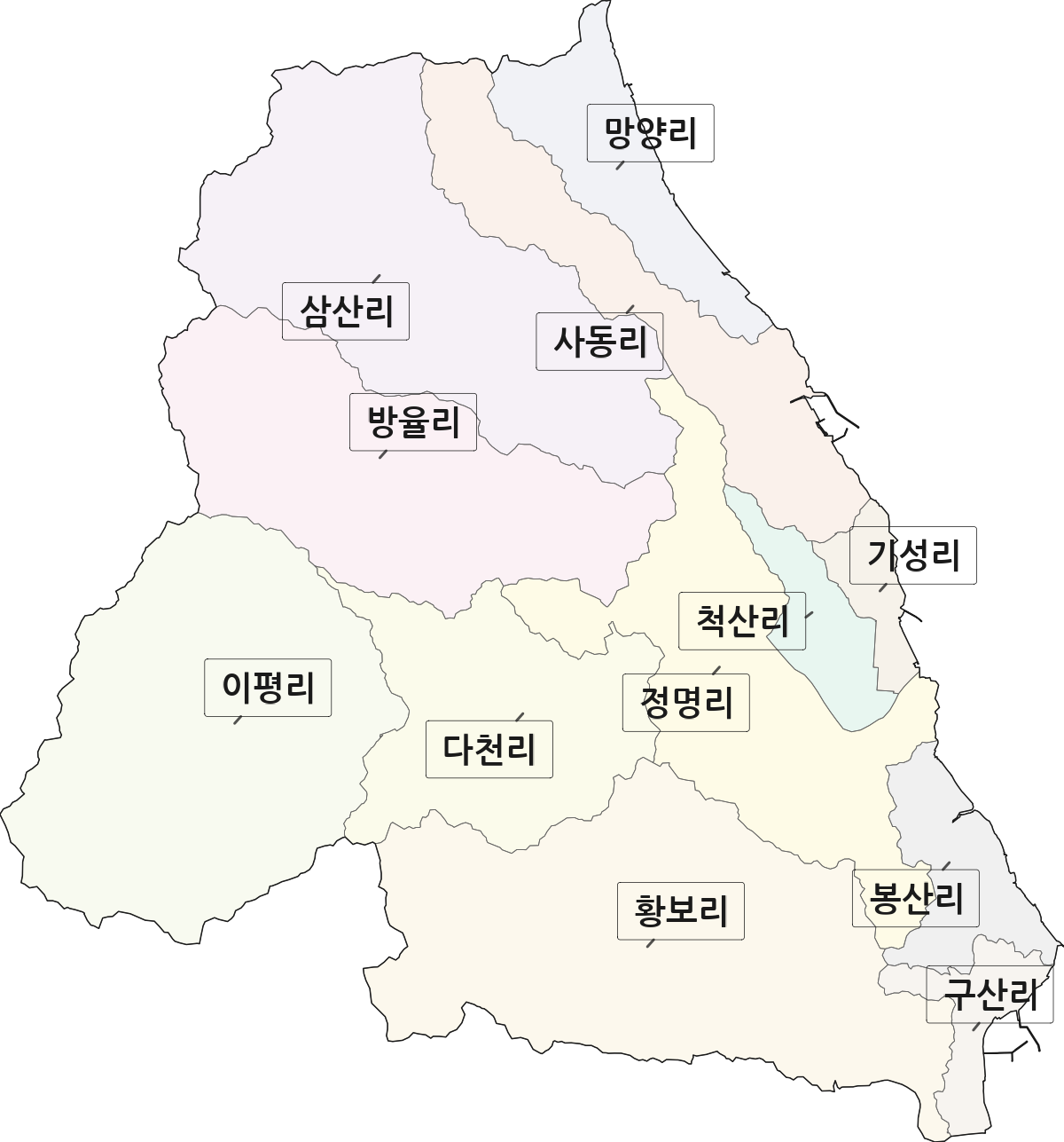 경상북도 울진군 기성면 법정동 리 구분 행정구역 경계 지도