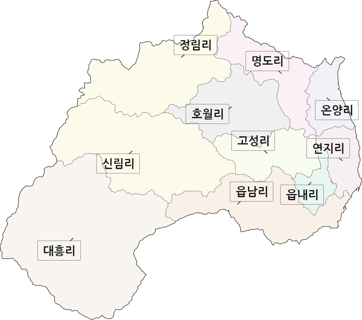 경상북도 울진군 울진읍 법정동 리 구분 행정구역 경계 지도