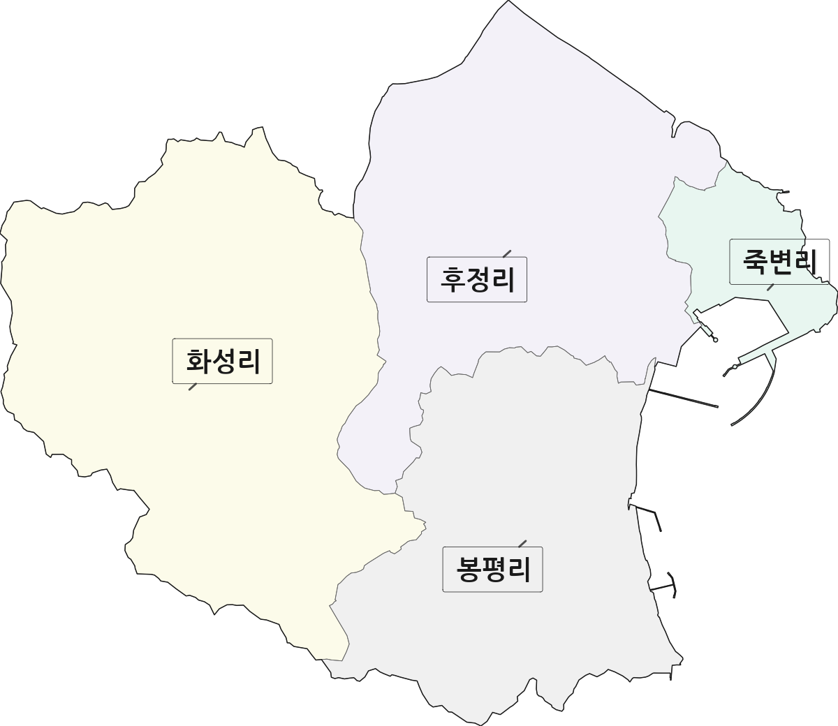 경상북도 울진군 죽변면 법정동 리 구분 행정구역 경계 지도