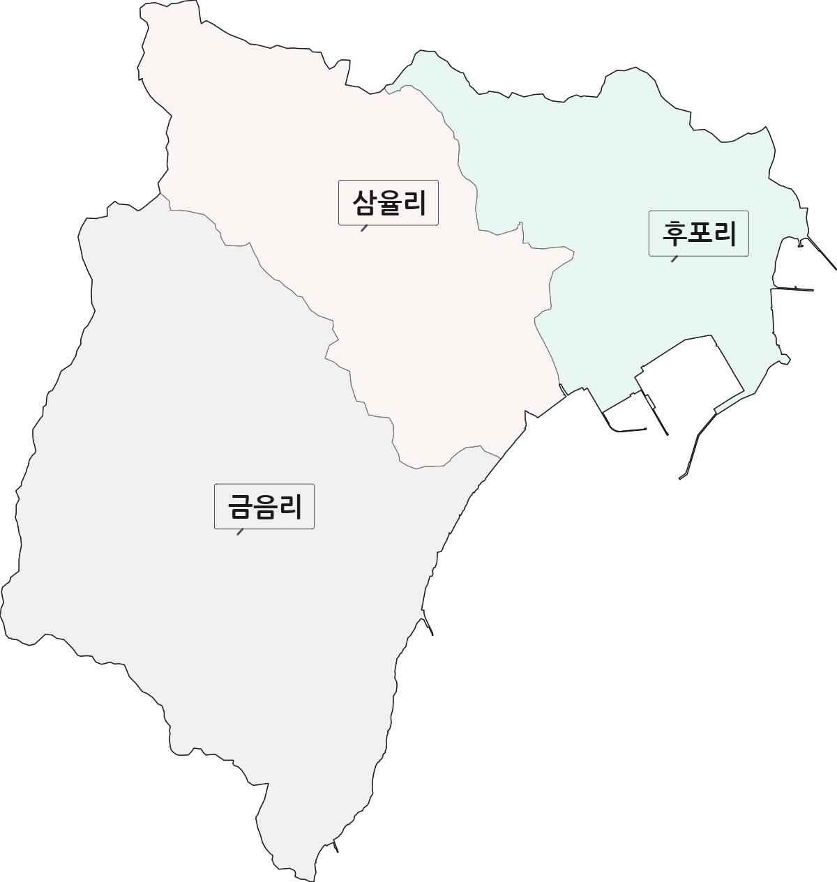 경상북도 울진군 후포면 법정동 리 구분 행정구역 경계 지도