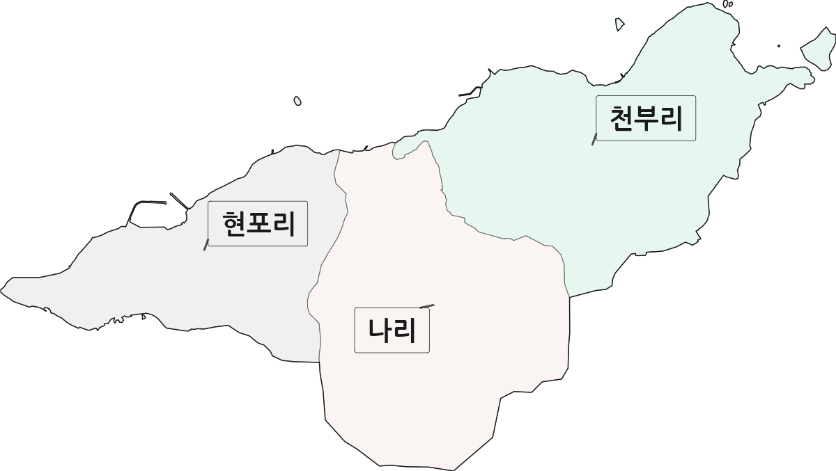 경상북도 울릉군 북면 법정동 리 구분 행정구역 경계 지도