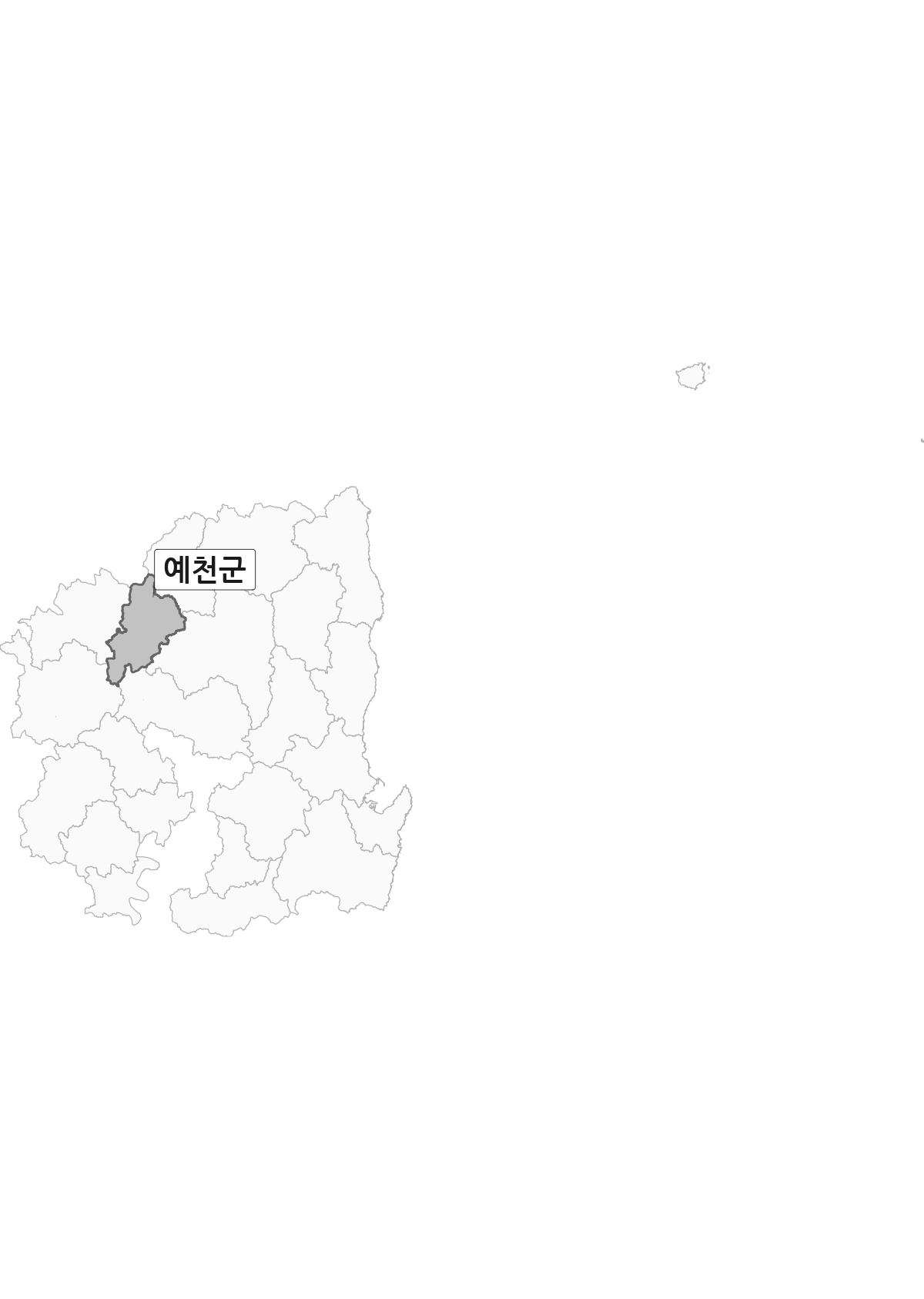 경상북도 범위 내 예천군 행정구역 경계 지도