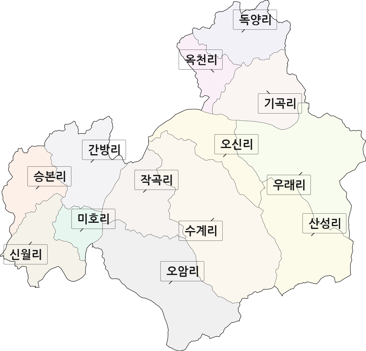 경상북도 예천군 보문면 법정동 리 구분 행정구역 경계 지도