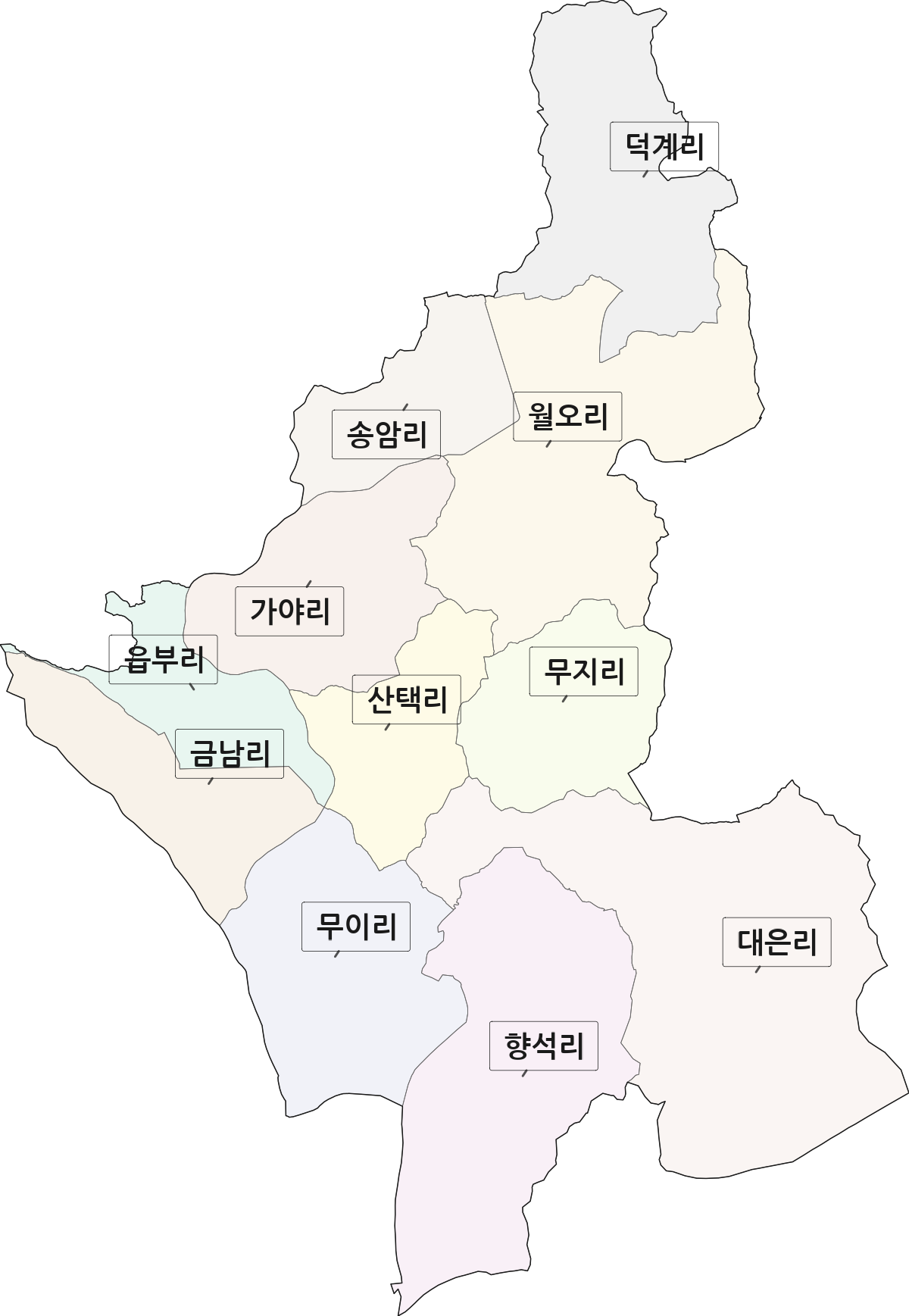 경상북도 예천군 용궁면 법정동 리 구분 행정구역 경계 지도