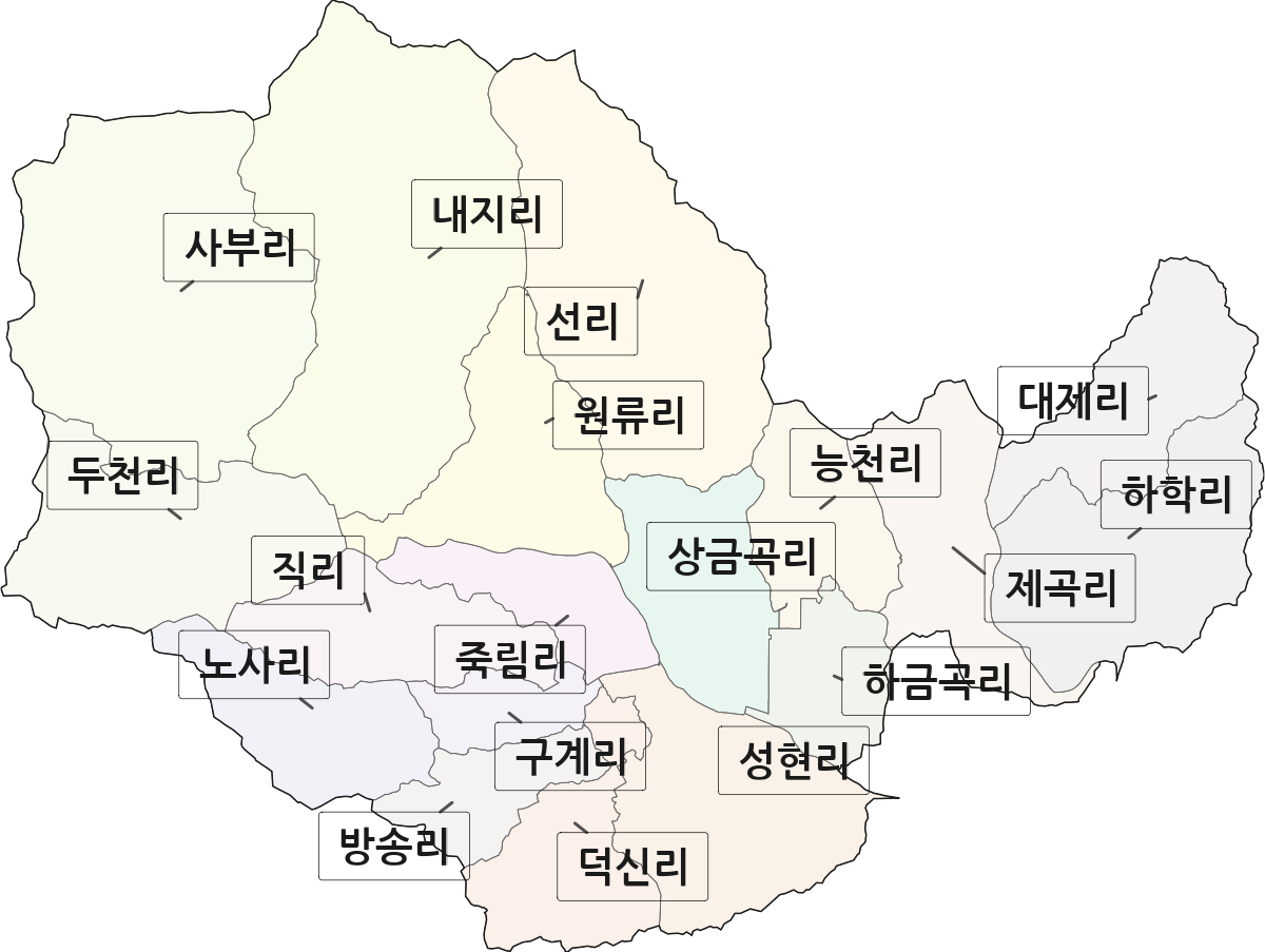 경상북도 예천군 용문면 법정동 리 구분 행정구역 경계 지도