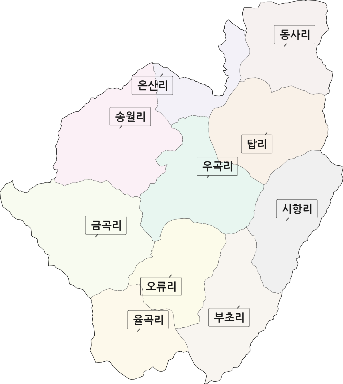 경상북도 예천군 은풍면 법정동 리 구분 행정구역 경계 지도