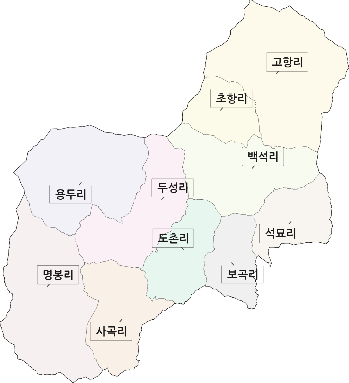 경상북도 예천군 효자면 법정동 리 구분 행정구역 경계 지도
