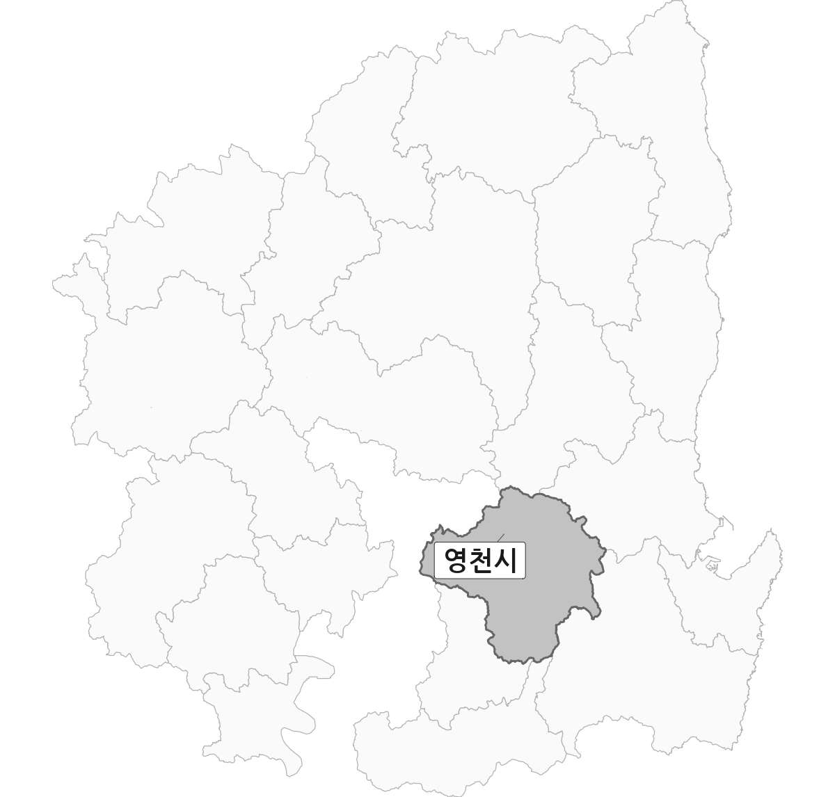 경상북도 범위 내 영천시 행정구역 경계 지도 울릉군 제외 버전