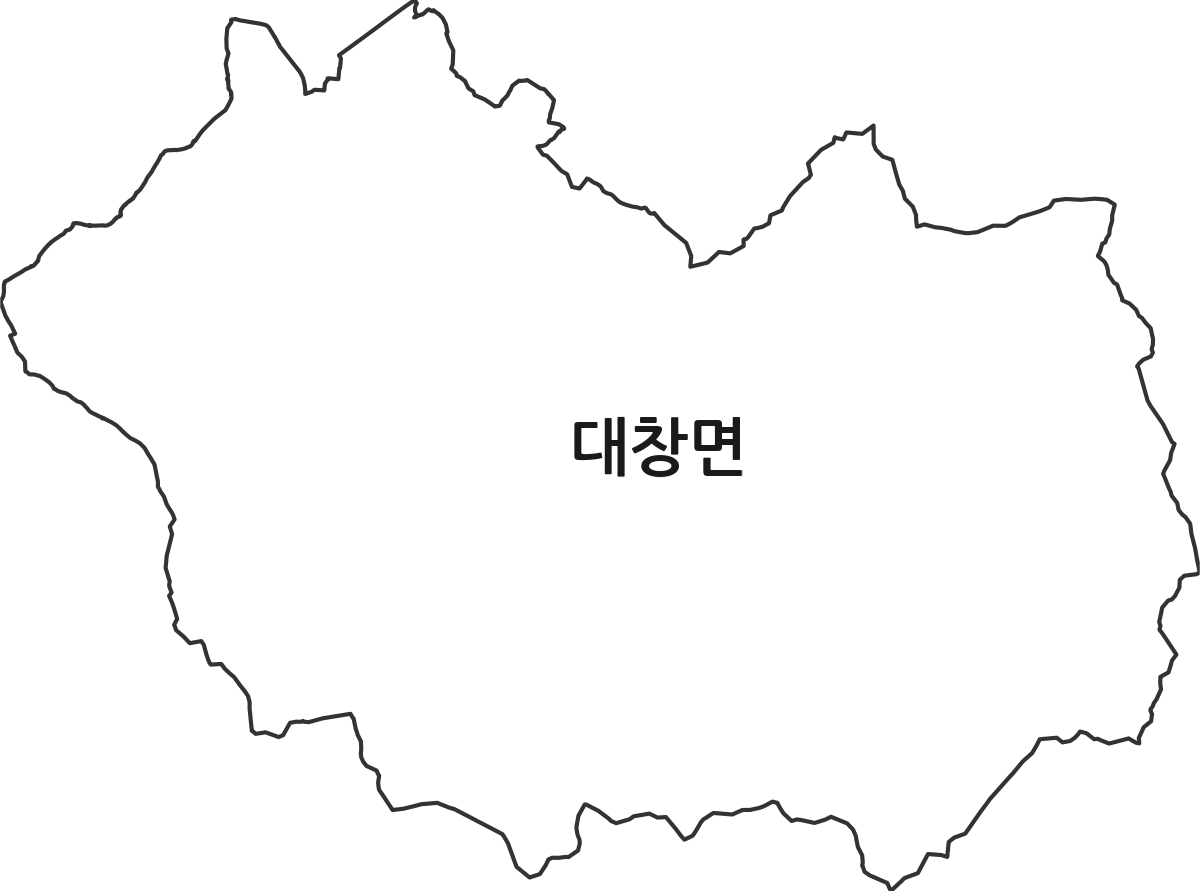 경상북도 영천시 대창면 행정동 행정구역 경계 지도