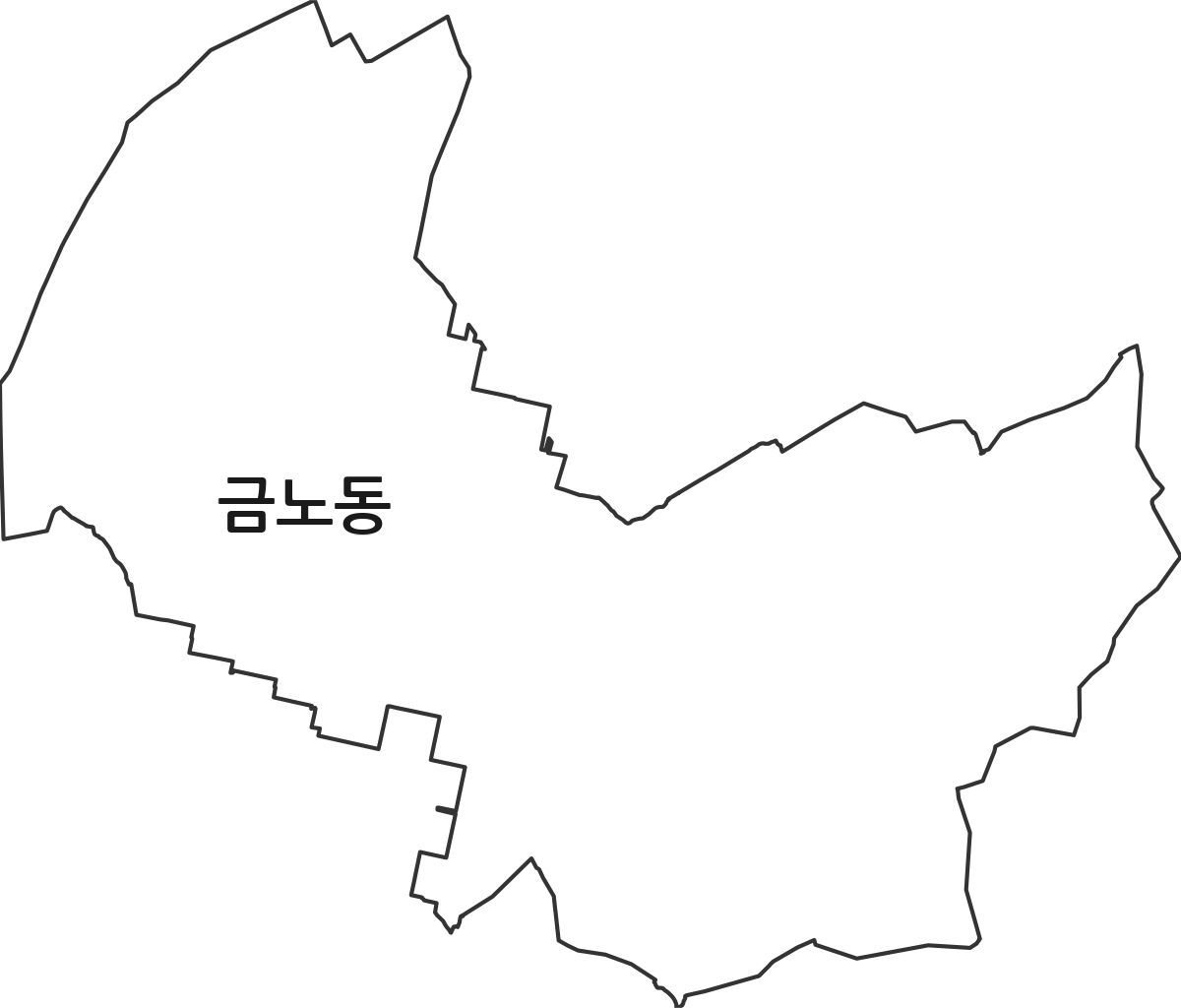 경상북도 영천시 금노동 법정동 행정구역 경계 지도