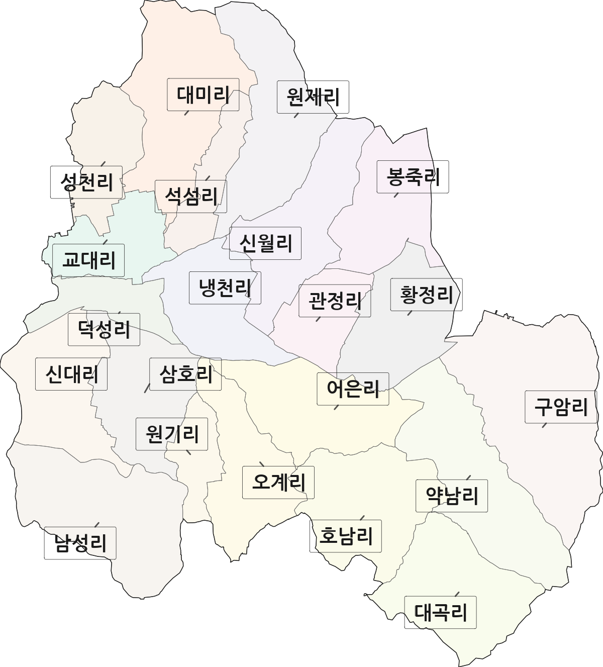 경상북도 영천시 금호읍 법정동 리 구분 행정구역 경계 지도
