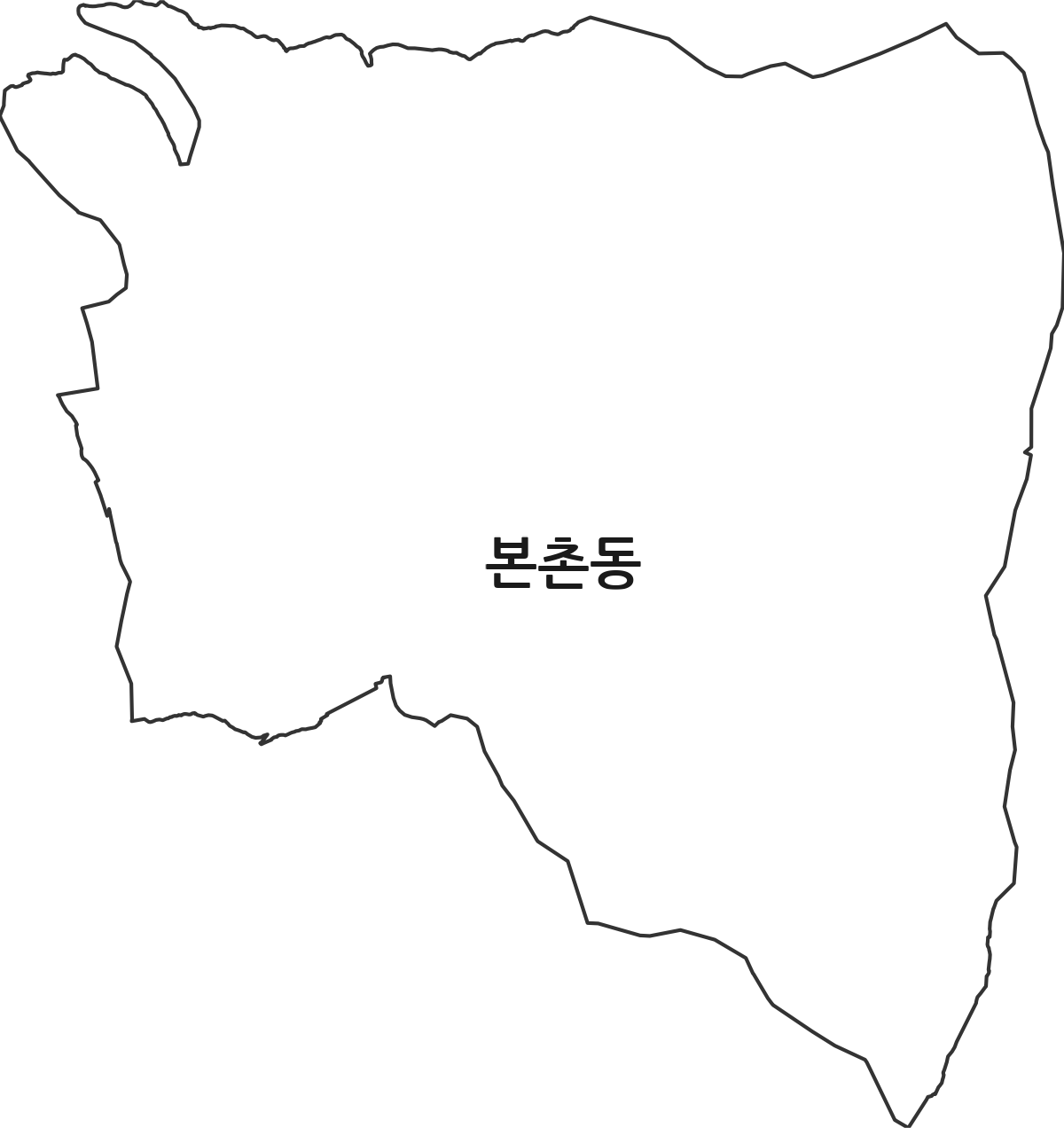 경상북도 영천시 본촌동 법정동 행정구역 경계 지도
