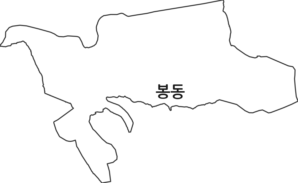 경상북도 영천시 봉동 법정동 행정구역 경계 지도