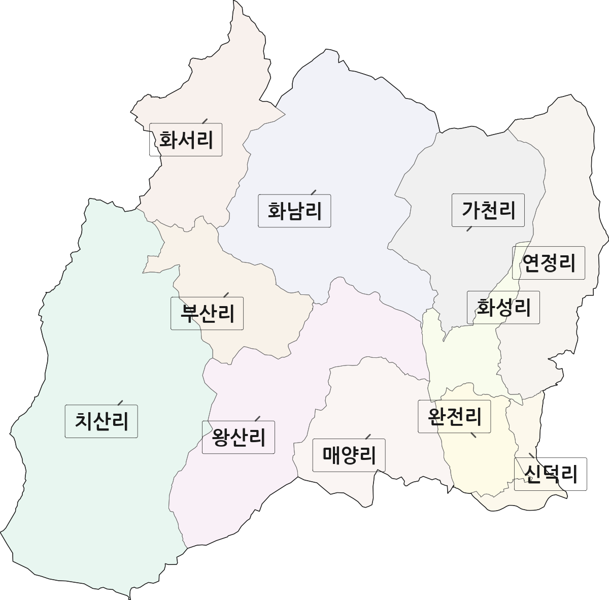 경상북도 영천시 신녕면 법정동 리 구분 행정구역 경계 지도