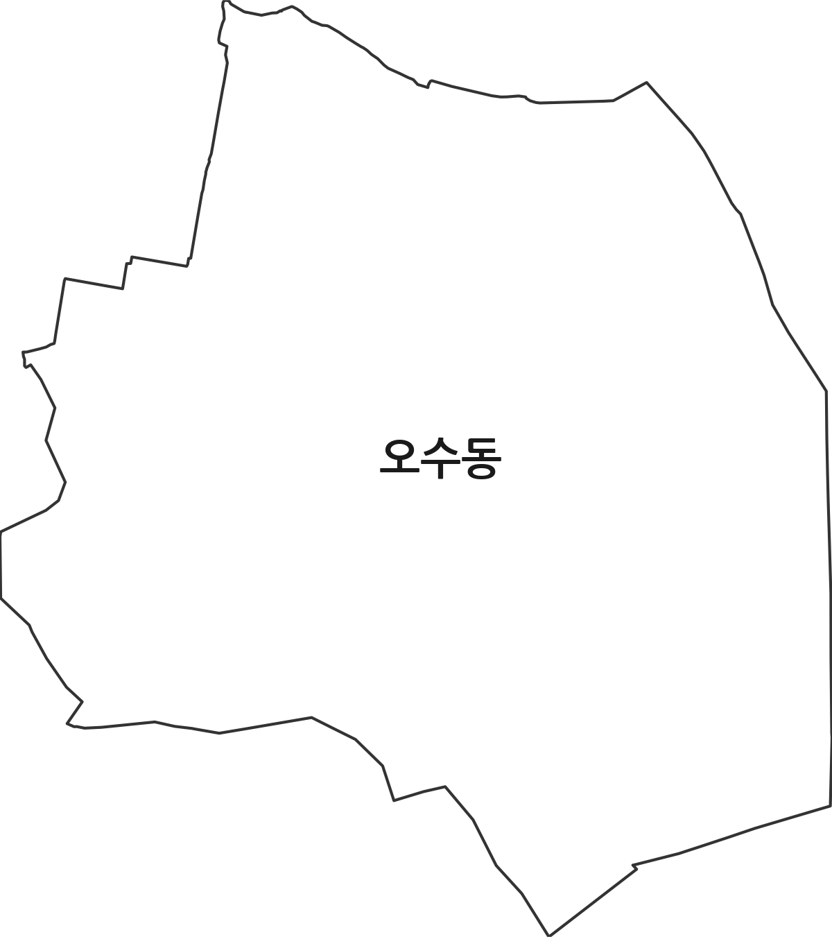 경상북도 영천시 오수동 법정동 행정구역 경계 지도