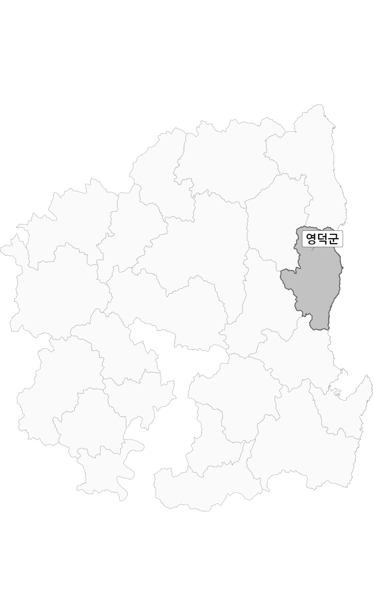 경상북도 범위 내 영덕군 행정구역 경계 지도 울릉군 제외 버전
