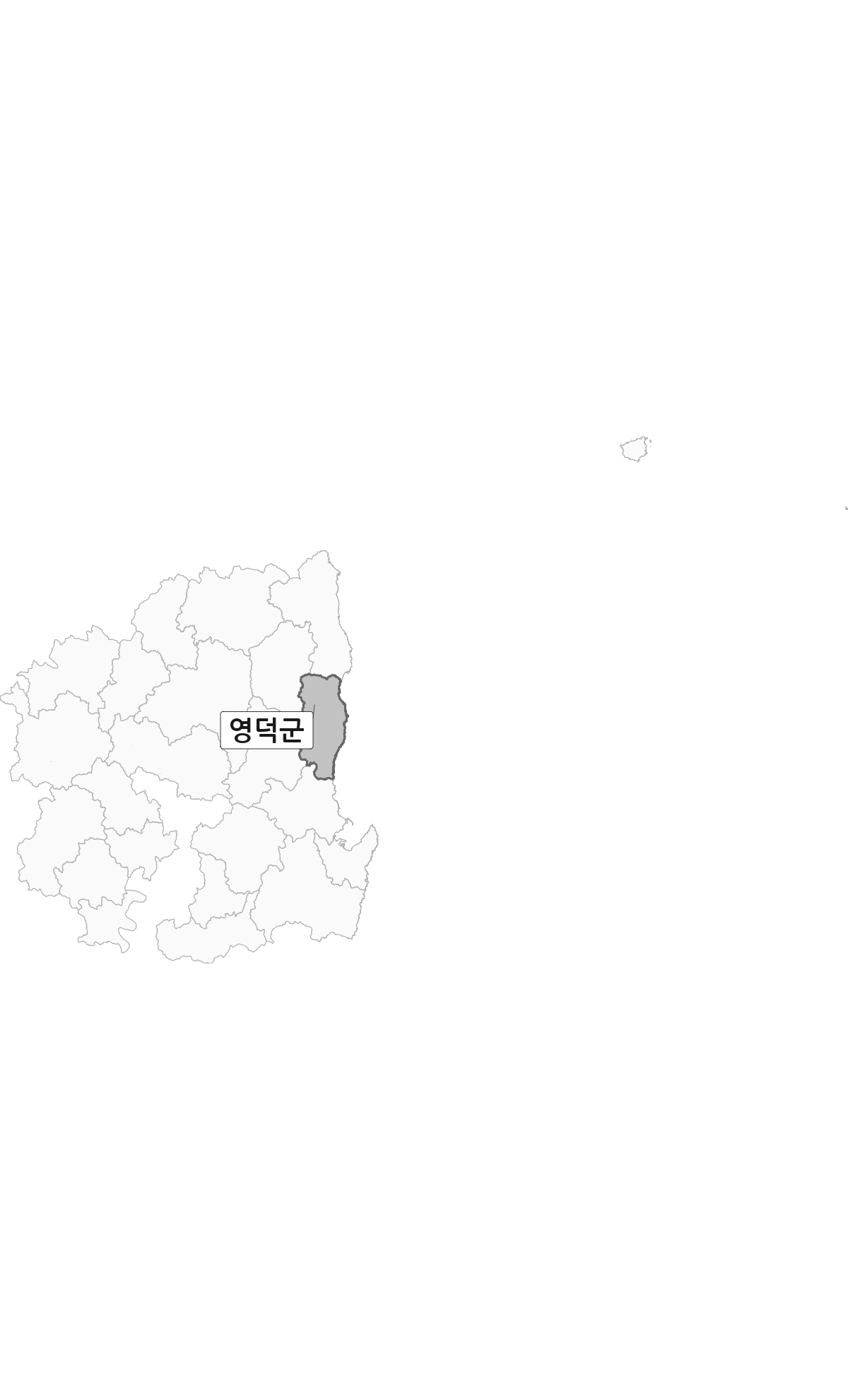 경상북도 범위 내 영덕군 행정구역 경계 지도